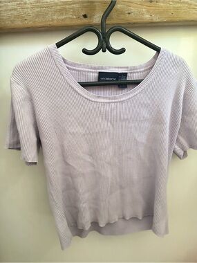 🌸 Soft Girl Minimalist Ribbed Cotton Tee Liz Claiborne Sport Pink Top